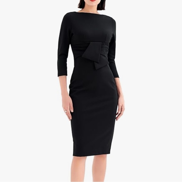 NWT Mary Crafts Black Elegant Lady Vintage Midi Dress - Picture 1 of 9